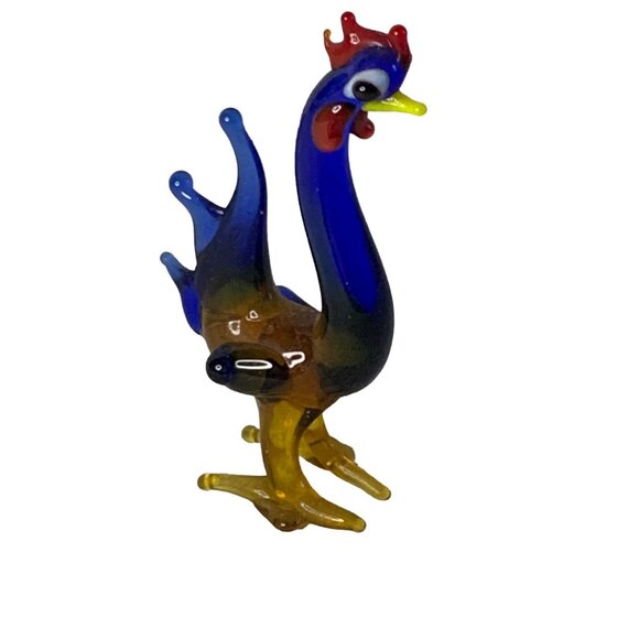 Accents | Blown Glass Blue Rooster Chicken Figure Vintage 25 Inch Tall ...
